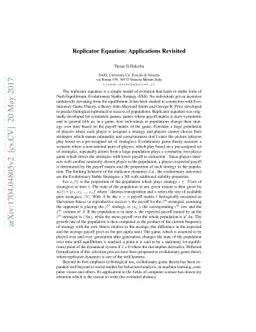 Replicator Equation: Applications Revisited