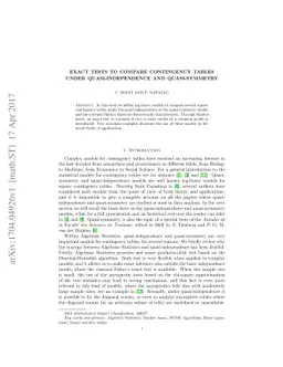 Exact tests to compare contingency tables under quasi-independence and
  quasi-symmetry