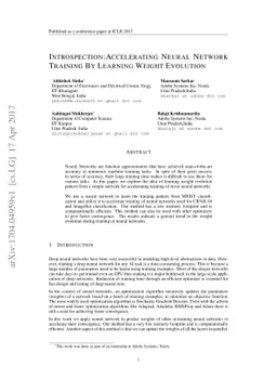 Introspection: Accelerating Neural Network Training By Learning Weight
  Evolution