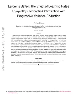 Larger is Better: The Effect of Learning Rates Enjoyed by Stochastic
  Optimization with Progressive Variance Reduction