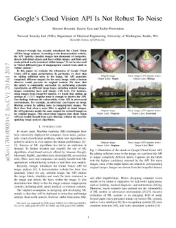 Google's Cloud Vision API Is Not Robust To Noise