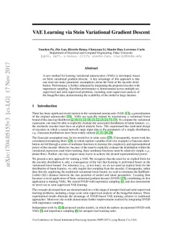 VAE Learning via Stein Variational Gradient Descent