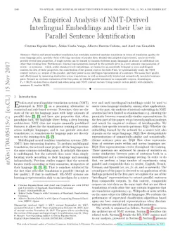 An Empirical Analysis of NMT-Derived Interlingual Embeddings and their
  Use in Parallel Sentence Identification