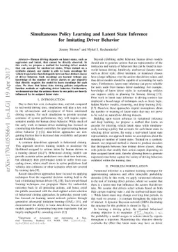 Simultaneous Policy Learning and Latent State Inference for Imitating
  Driver Behavior