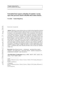 Generalised least squares estimation of regularly varying space-time
  processes based on flexible observation schemes