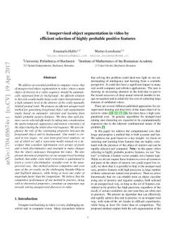 Unsupervised object segmentation in video by efficient selection of
  highly probable positive features