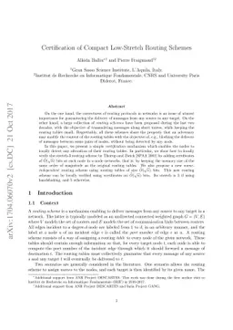 Certification of Compact Low-Stretch Routing Schemes