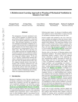 A Reinforcement Learning Approach to Weaning of Mechanical Ventilation
  in Intensive Care Units