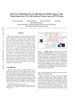 Solar Power Plant Detection on Multi-Spectral Satellite Imagery using
  Weakly-Supervised CNN with Feedback Features and m-PCNN Fusion