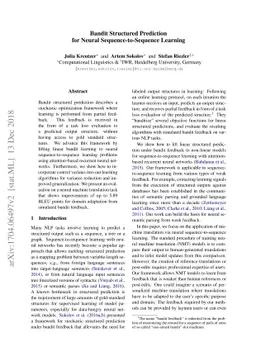 Bandit Structured Prediction for Neural Sequence-to-Sequence Learning
