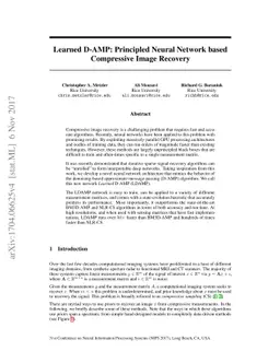 Learned D-AMP: Principled Neural Network based Compressive Image
  Recovery