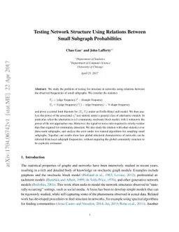 Testing Network Structure Using Relations Between Small Subgraph
  Probabilities