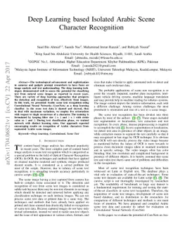 Deep Learning based Isolated Arabic Scene Character Recognition
