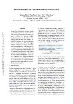 Selective Encoding for Abstractive Sentence Summarization