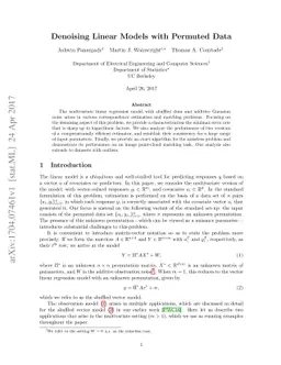 Denoising Linear Models with Permuted Data