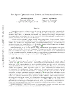 Fast Space Optimal Leader Election in Population Protocols