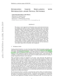 Generating Liquid Simulations with Deformation-aware Neural Networks