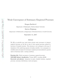 Weak Convergence of Stationary Empirical Processes