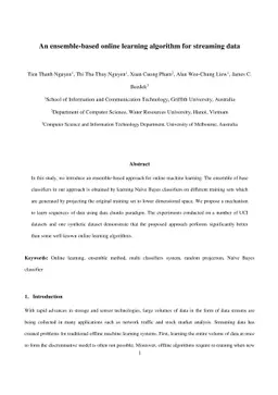 An ensemble-based online learning algorithm for streaming data