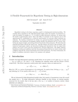 A Flexible Framework for Hypothesis Testing in High-dimensions