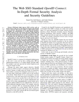 The Web SSO Standard OpenID Connect: In-Depth Formal Security Analysis
  and Security Guidelines