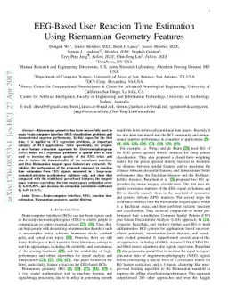 EEG-Based User Reaction Time Estimation Using Riemannian Geometry
  Features
