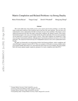 Matrix Completion and Related Problems via Strong Duality