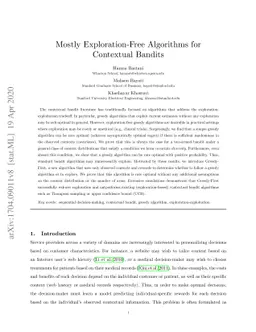 Mostly Exploration-Free Algorithms for Contextual Bandits