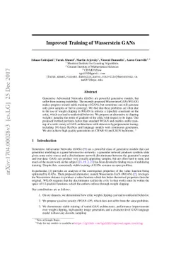 Improved Training of Wasserstein GANs