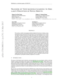 Transfer of View-manifold Learning to Similarity Perception of Novel
  Objects