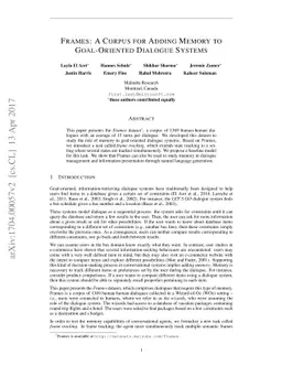 Frames: A Corpus for Adding Memory to Goal-Oriented Dialogue Systems