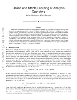 Online and Stable Learning of Analysis Operators