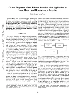 On the Properties of the Softmax Function with Application in Game
  Theory and Reinforcement Learning