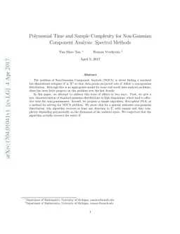 Polynomial Time and Sample Complexity for Non-Gaussian Component
  Analysis: Spectral Methods