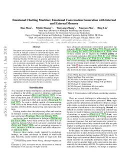 Emotional Chatting Machine: Emotional Conversation Generation with
  Internal and External Memory