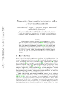 Nonnegative/binary matrix factorization with a D-Wave quantum annealer