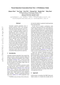 Neural Question Generation from Text: A Preliminary Study