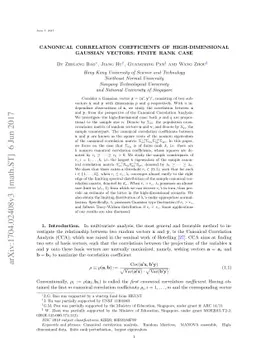 Canonical correlation coefficients of high-dimensional Gaussian vectors:
  finite rank case