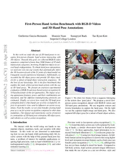 First-Person Hand Action Benchmark with RGB-D Videos and 3D Hand Pose
  Annotations
