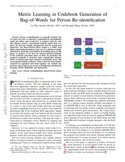 Metric Learning in Codebook Generation of Bag-of-Words for Person
  Re-identification