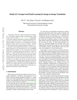 DualGAN: Unsupervised Dual Learning for Image-to-Image Translation