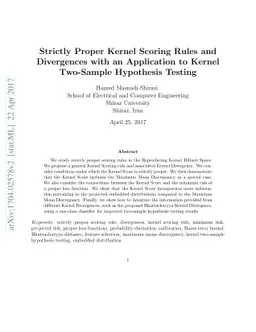 Strictly Proper Kernel Scoring Rules and Divergences with an Application
  to Kernel Two-Sample Hypothesis Testing