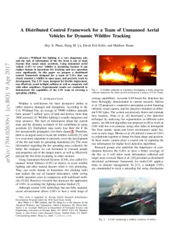A Distributed Control Framework for a Team of Unmanned Aerial Vehicles
  for Dynamic Wildfire Tracking