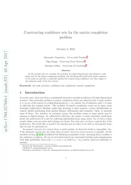 Constructing confidence sets for the matrix completion problem