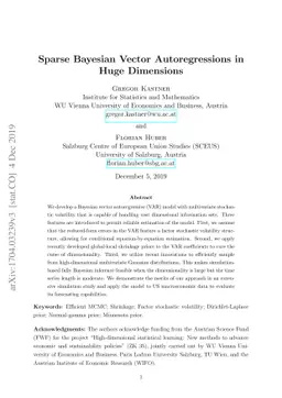 Sparse Bayesian vector autoregressions in huge dimensions