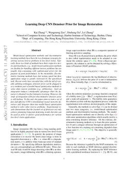 Learning Deep CNN Denoiser Prior for Image Restoration