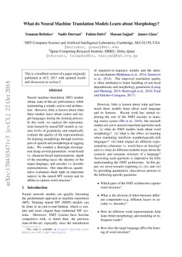 What do Neural Machine Translation Models Learn about Morphology?