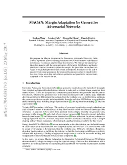 MAGAN: Margin Adaptation for Generative Adversarial Networks