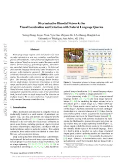 Discriminative Bimodal Networks for Visual Localization and Detection
  with Natural Language Queries