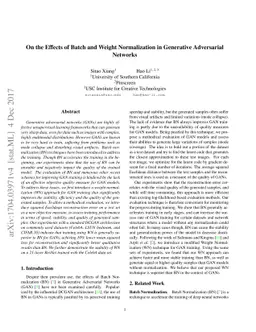 On the Effects of Batch and Weight Normalization in Generative
  Adversarial Networks